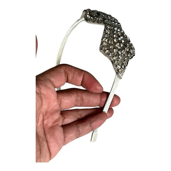 Vintage Headband and Hair Clip Set Ivory White with Silver One Size - Picture 10 of 10